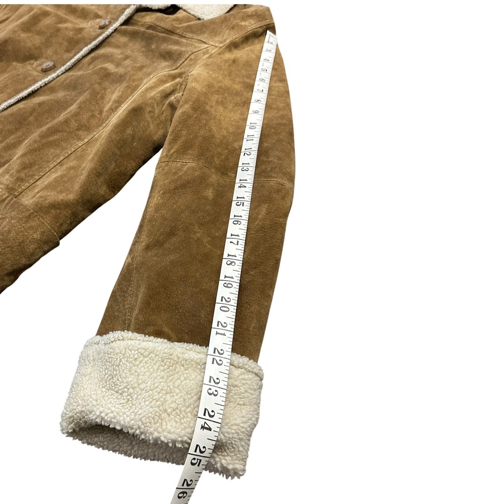 Vintage Bernardo Suede Leather Shearling 70s Jacket Penny Lane Western Ranch - Picture 10 of 13